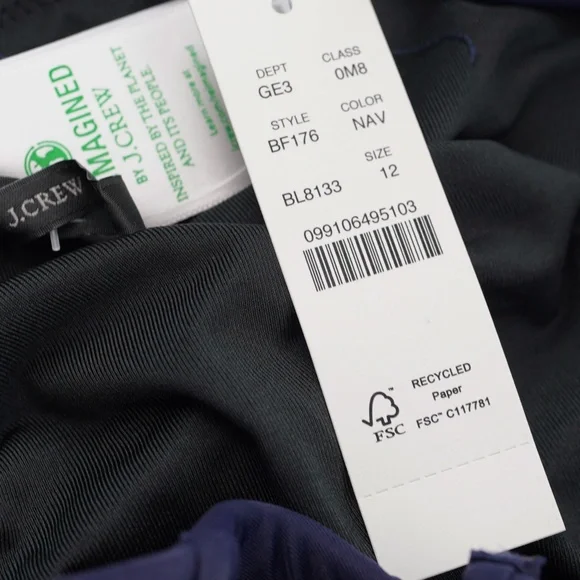 New JCREW Size 12 Ruched Sweetheart One-Piece Swimsuit in Navy - Picture 5 of 5